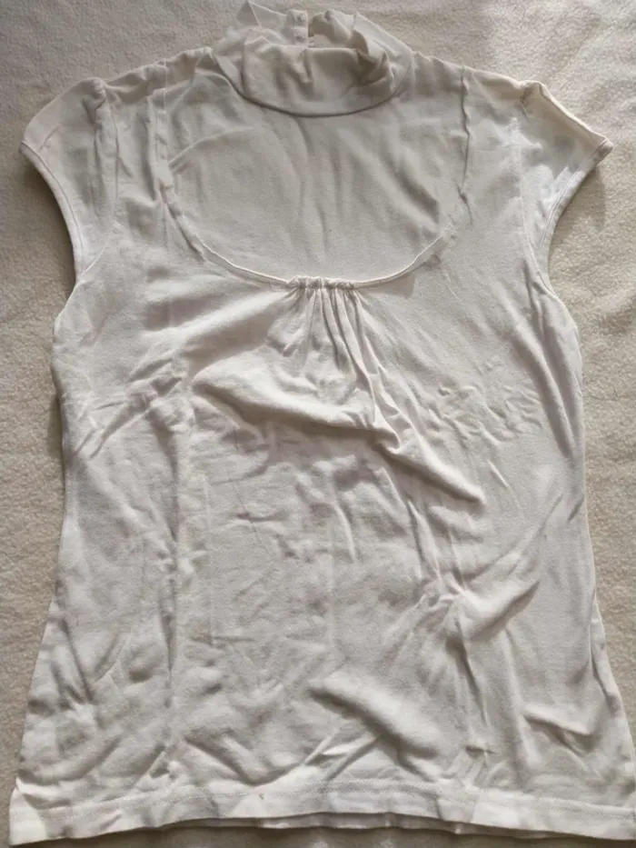 Haut chic blanc avec col montant TM - photo numéro 2