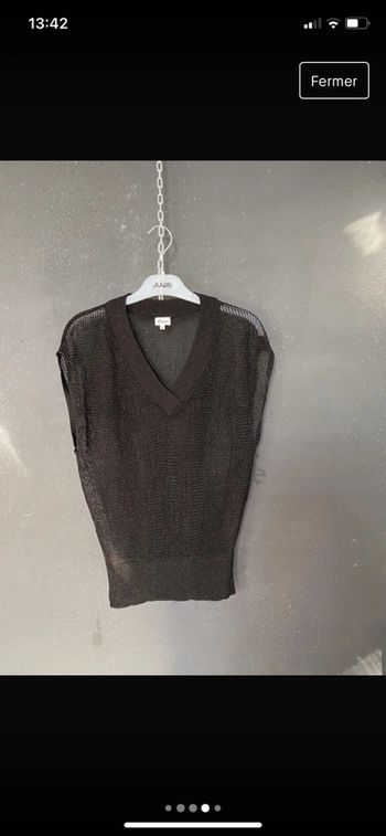 Top débardeur en maille ajourée noir pailleté