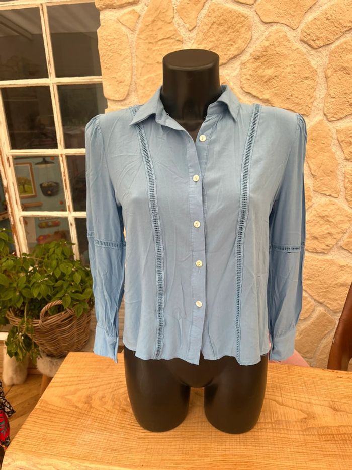Chemise chemiser so sweet bleu clair taille M 38 femme broderies - photo numéro 7