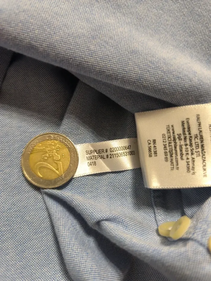 Chemise à manche longue - Ralph Lauren - Logo brodé premium - Bleu clair - Taille S - photo numéro 11