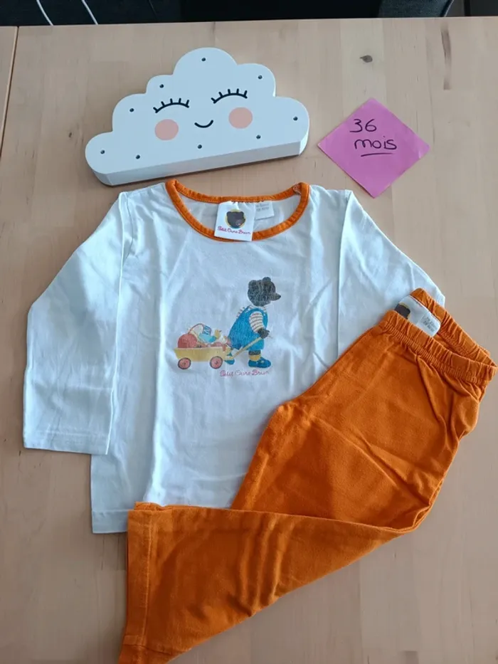 Pyjama deux pièces petit ours brun