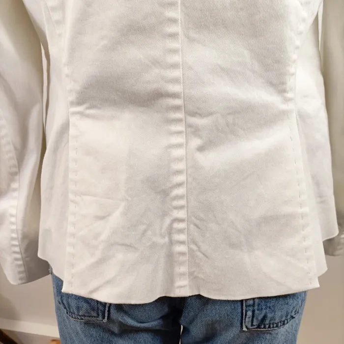 Blazer blanc chic avec doublure imprimée bleu marine – Taille 3 (M) A733 - photo numéro 5