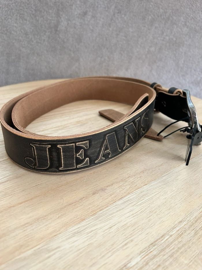 Ceinture en cuir marron taille 115 cm - photo numéro 2