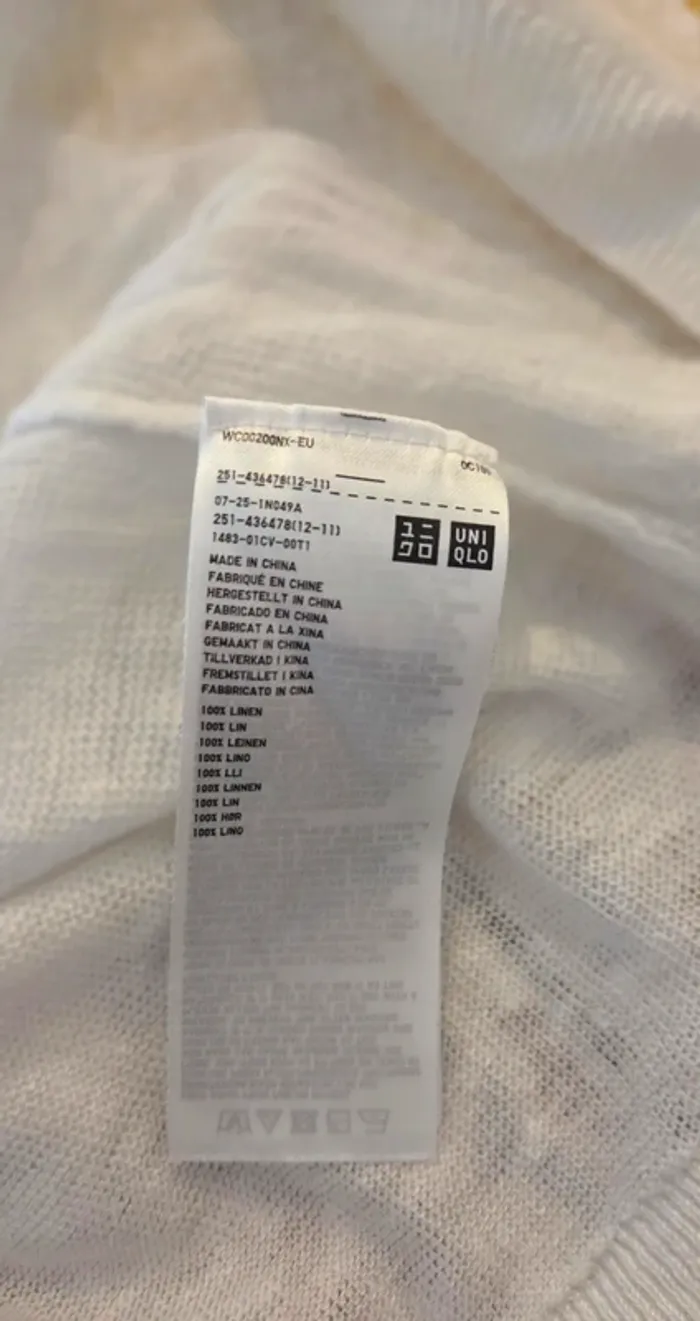 Pull léger en lin jaune et blanc – Uniqlo x Ines de la Fressange – T.S - photo numéro 7
