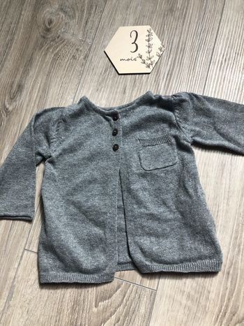 Gilet gris Obaïbi taille 3 mois
