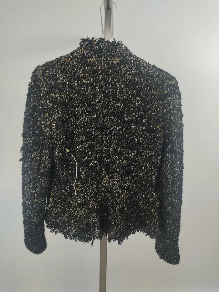 Veste en tweed noir et jaune - Zara Trafaluc - taille M, poches à fermeture éclaire A456 - photo numéro 4