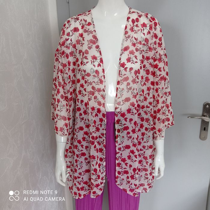 Kimono transparent à fleurs rouges t40 - photo numéro 2