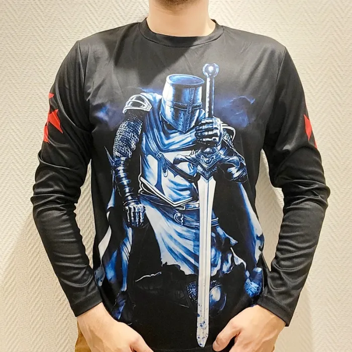 T-shirt manche longue chevalier médiéval / croix templier – Taille S - Très bon état - Noir - photo numéro 2