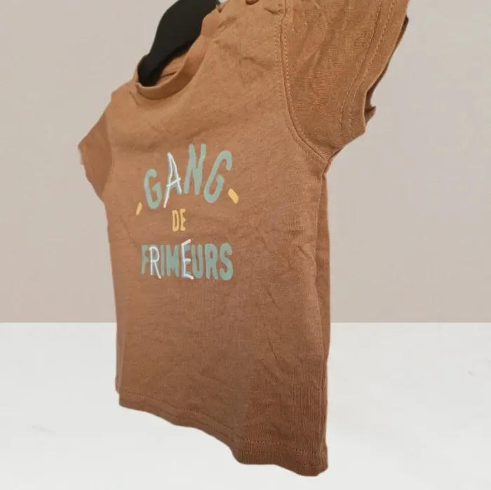 T-shirt à manches courtes Gang De Frimeurs marron - Gémo - Taille 6 mois - photo numéro 2