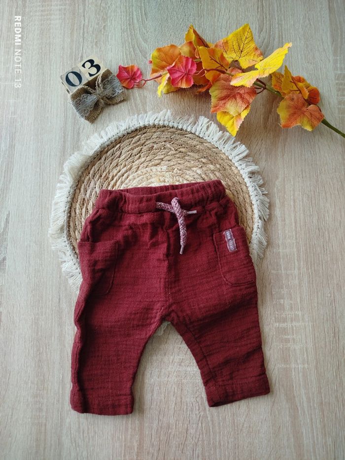Pantalon en lin Bordeaux 3mois Kiabi