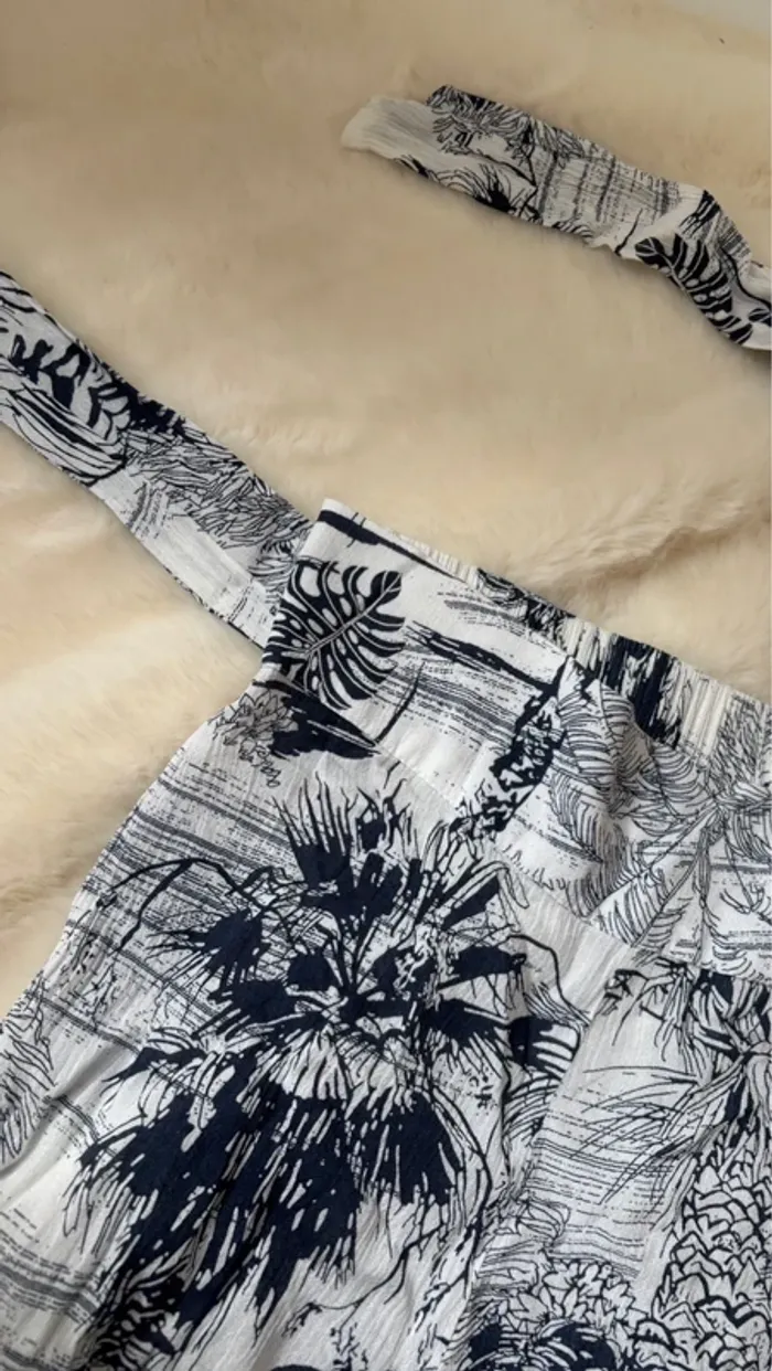 Pantalon fluide blanc à motifs - photo numéro 3