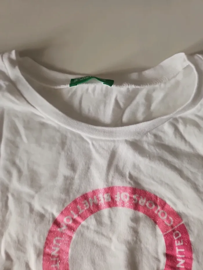 T-shirt à logo pailleté en coton bio United Colors of Benetton - photo numéro 2