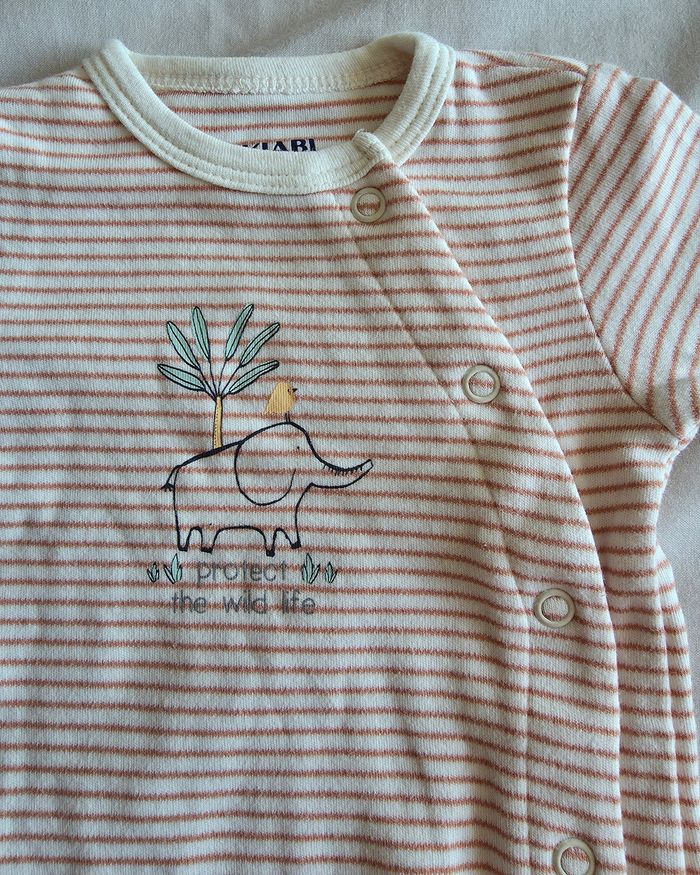 Kiabi Pyjama Coton Bio Rayé Marron Très Bon État 0M - photo numéro 4