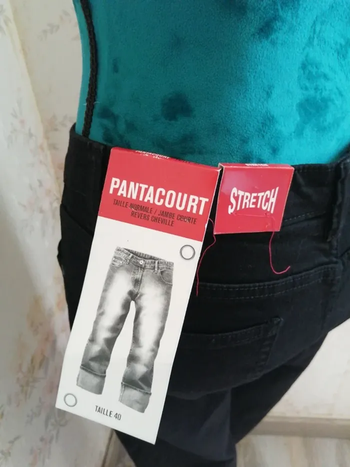 Pantacourt noir en jeans stretch  / gémo / (40) - photo numéro 7