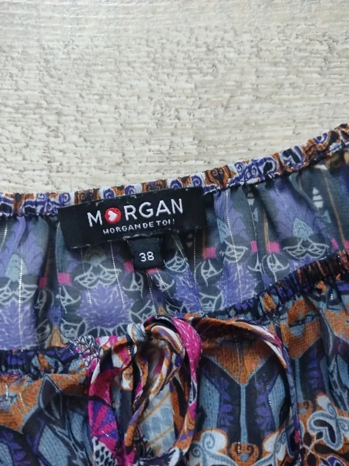 Blouse manches longues et ouvertes motifs graphiques violets et multicolores taille 38 Morgan - photo numéro 11