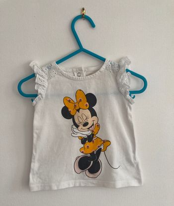 Tee-shirt Minnie Disney avec broderie anglaise fille 9/12 mois