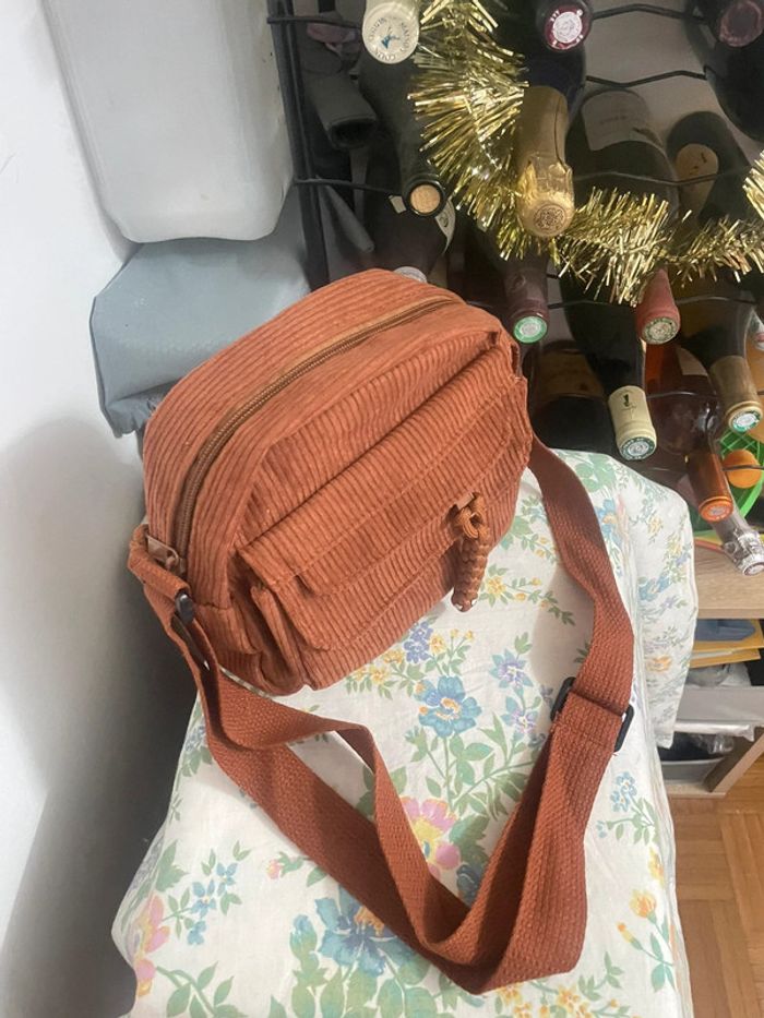 Mini Sac Bandoulière marron en Velours Côtelé pour Femme - photo numéro 2