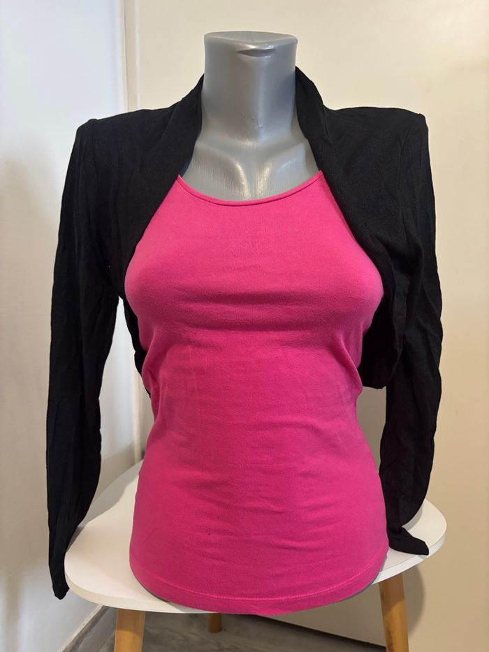 Gilet noir court à paillettes S - photo numéro 4