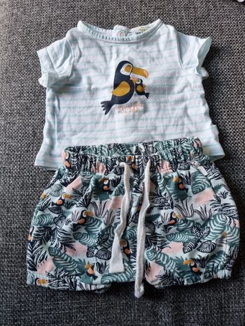 Ensemble t-shirt short tape à l'œil motif jungle