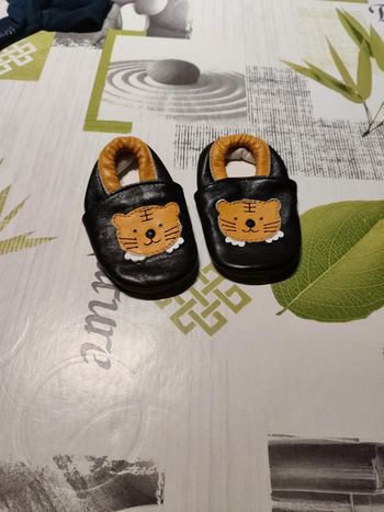 Chaussons tigre cuir souple