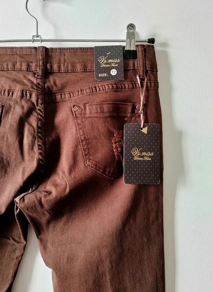 Jean Skinny taille haute Marron - Taille 42 - Neuf - photo numéro 7