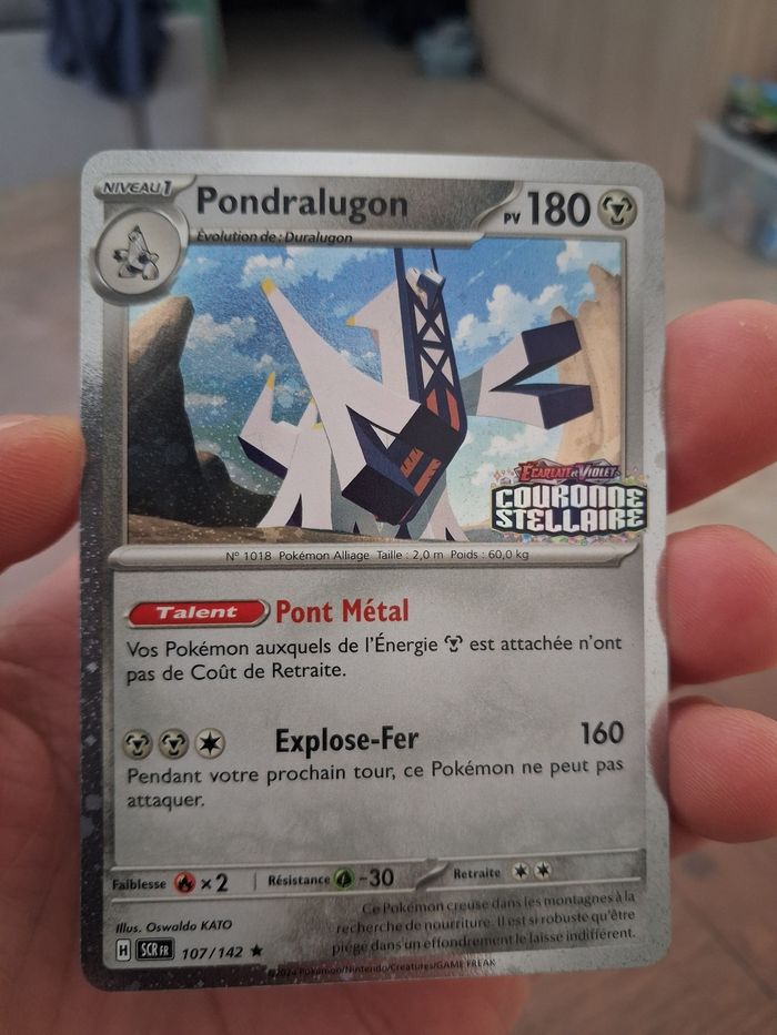 carte Pokémon Pondralugon Holographique 107/142 Couronne Stellaire