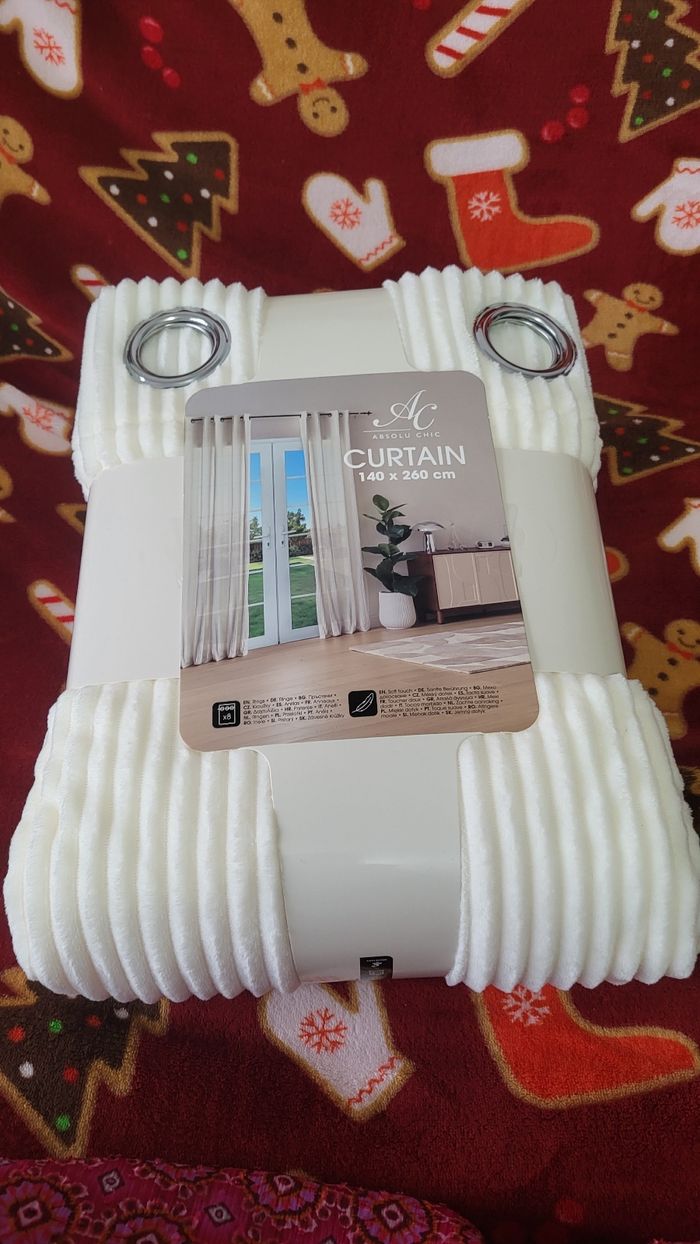 Lot 2 rideaux côtelés à anneaux blancs très doux absolu chic neufs étiquetés - photo numéro 4
