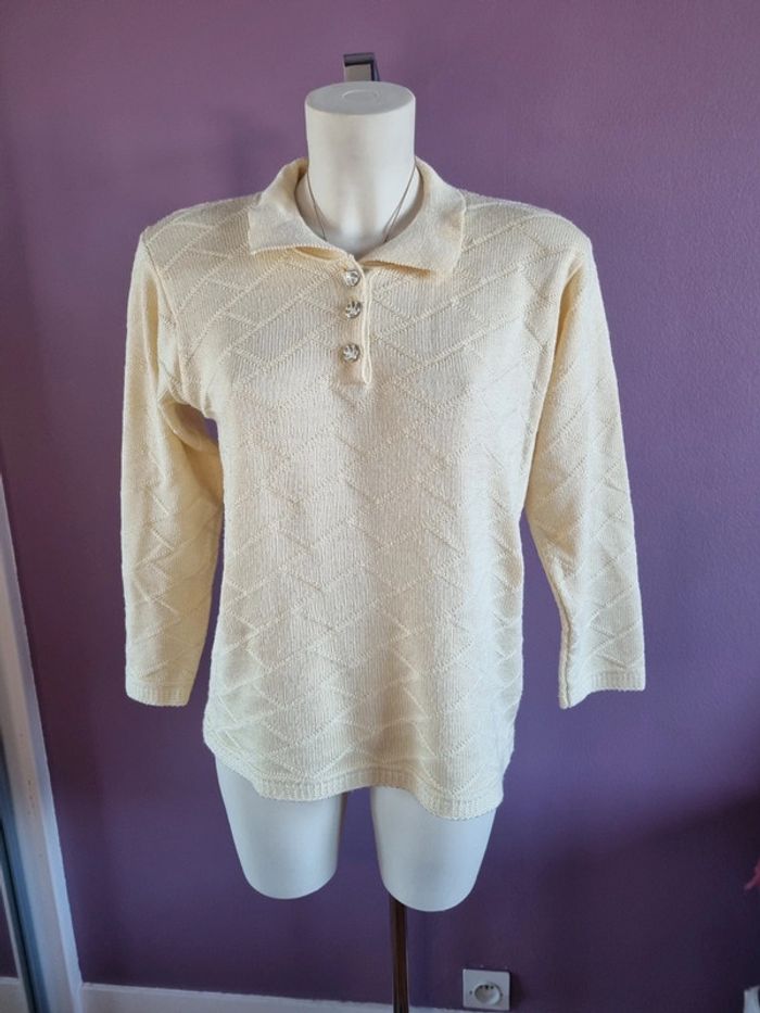 Pull jaune pâle vintage - photo numéro 11