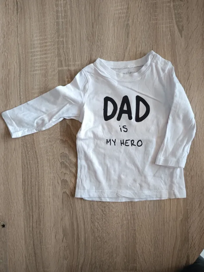 Ensemble haut t-shirt manches longues blanc Pat et Ripaton et pantalon noir bébé 6 mois - photo numéro 2