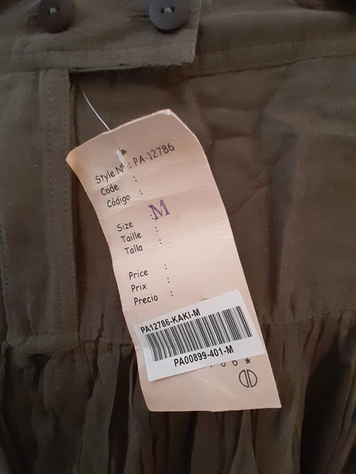 Pantalon ample,taille haute, couleur kaki, style boho, taille M - photo numéro 4