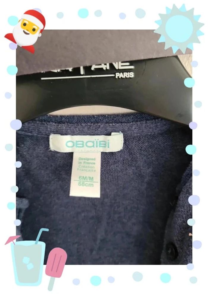 Gilet bleu marine 6 mois okaidi fille - photo numéro 2