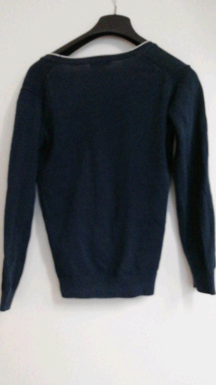 Cardigan bleu marine et blanc - photo numéro 2