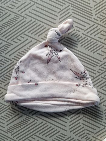 Bonnet fille naissance rose fée clochette