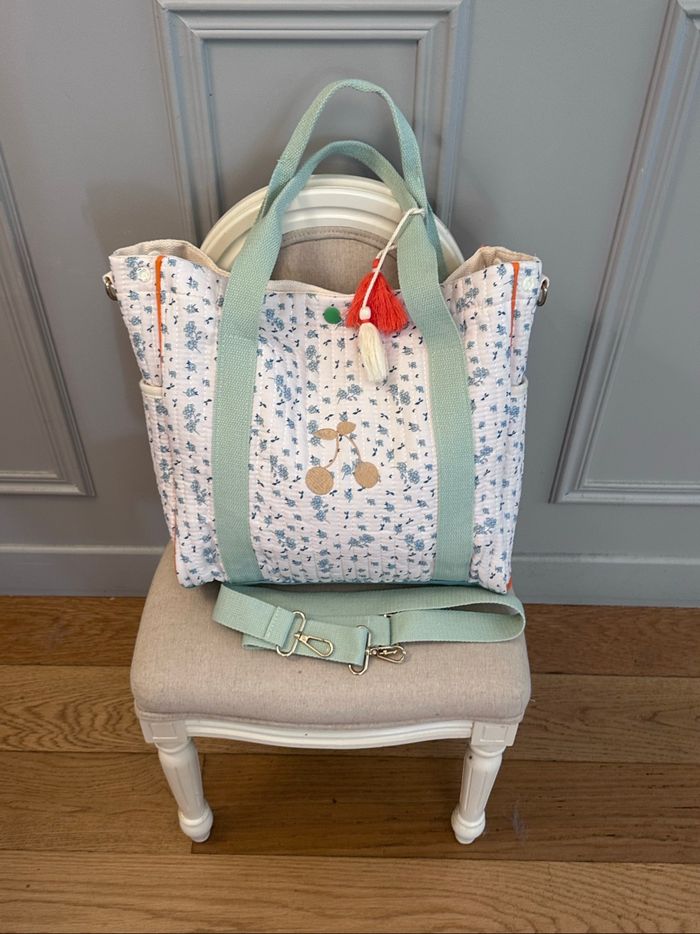 Grand sac à langer Cerise en gaze de coton - photo numéro 10