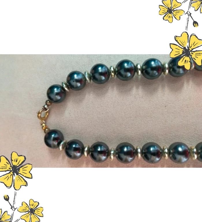 Collier vintage perles noires et nacrées – Élégance contrastée - photo numéro 10