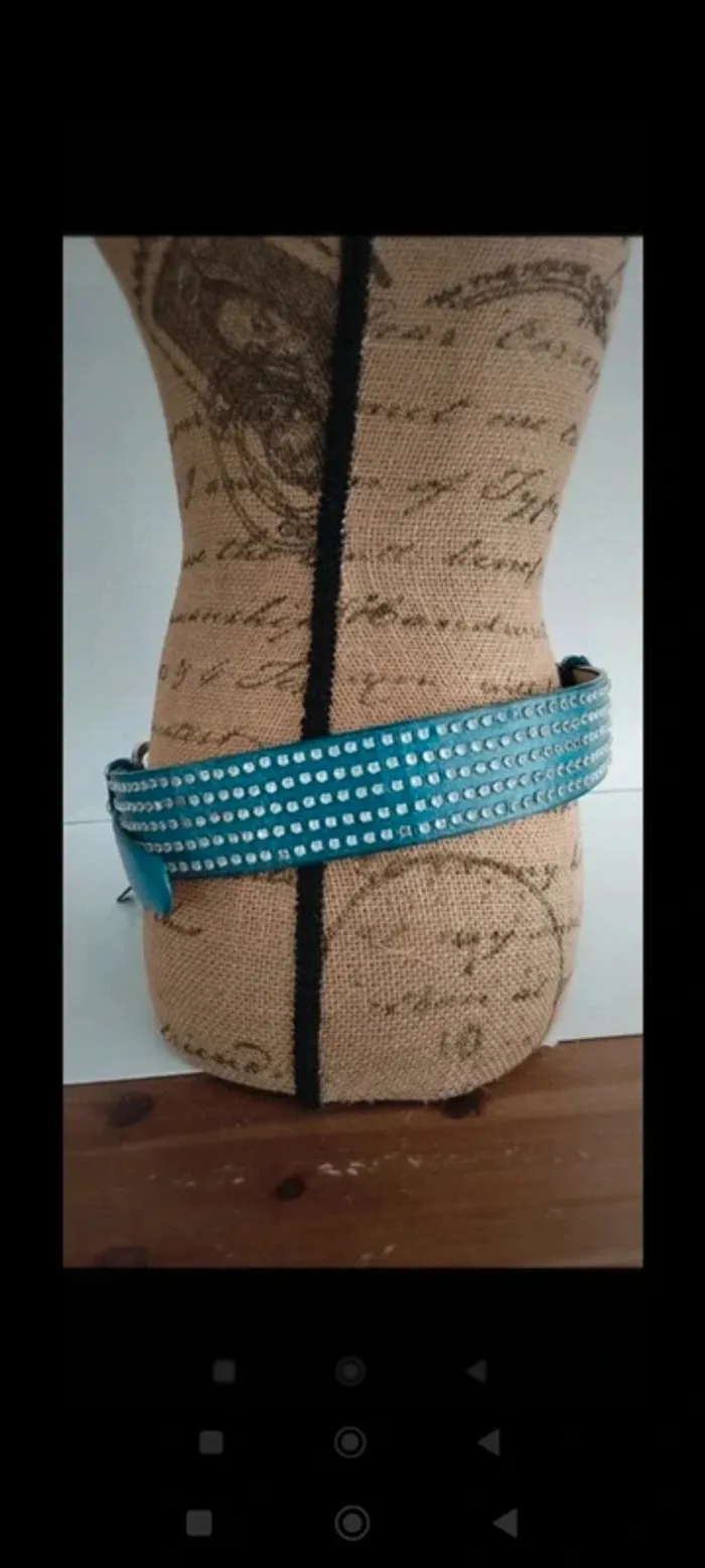 Ceinture bleu avec chaînette argenté femme 90 cm - photo numéro 4