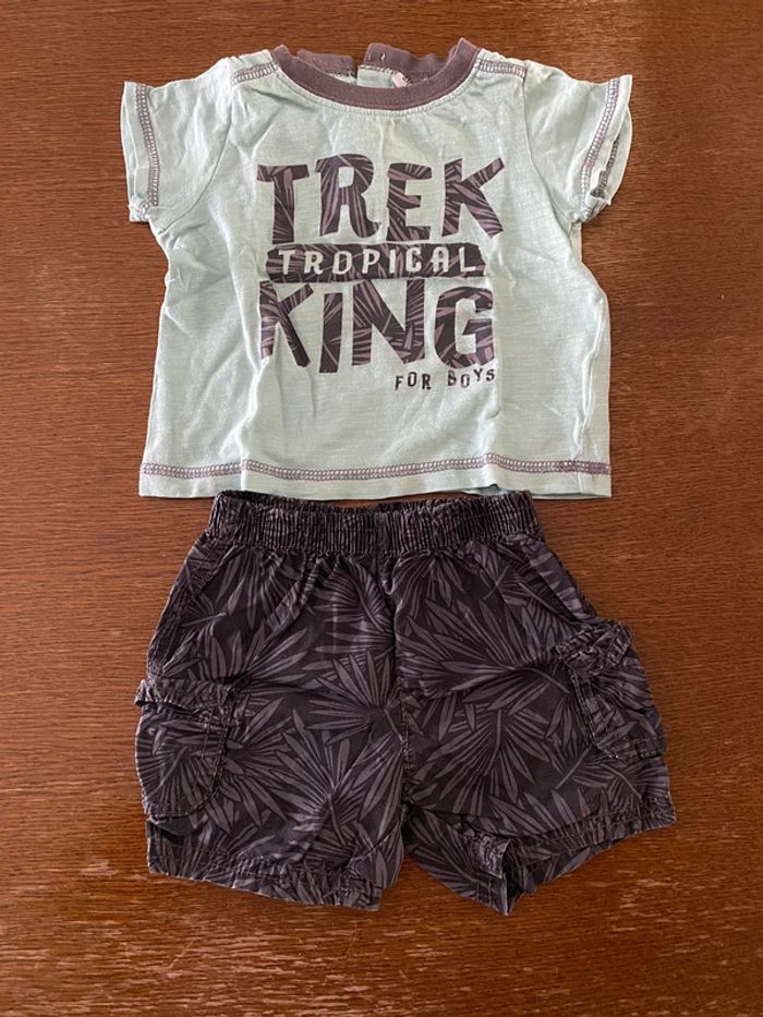 Ensemble t-shirt bleu + short gris