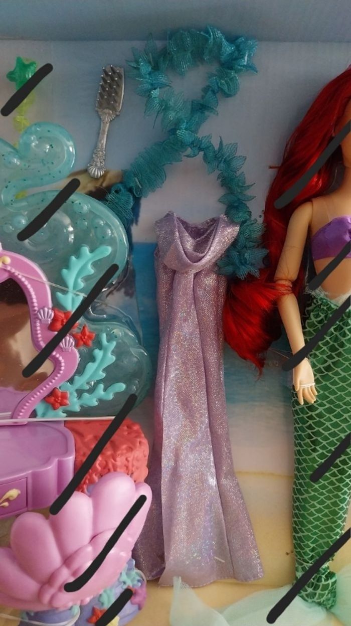 Robe violette paillettée pour poupée Ariel + châle Coffret de poupées La Petite Sirène - photo numéro 2