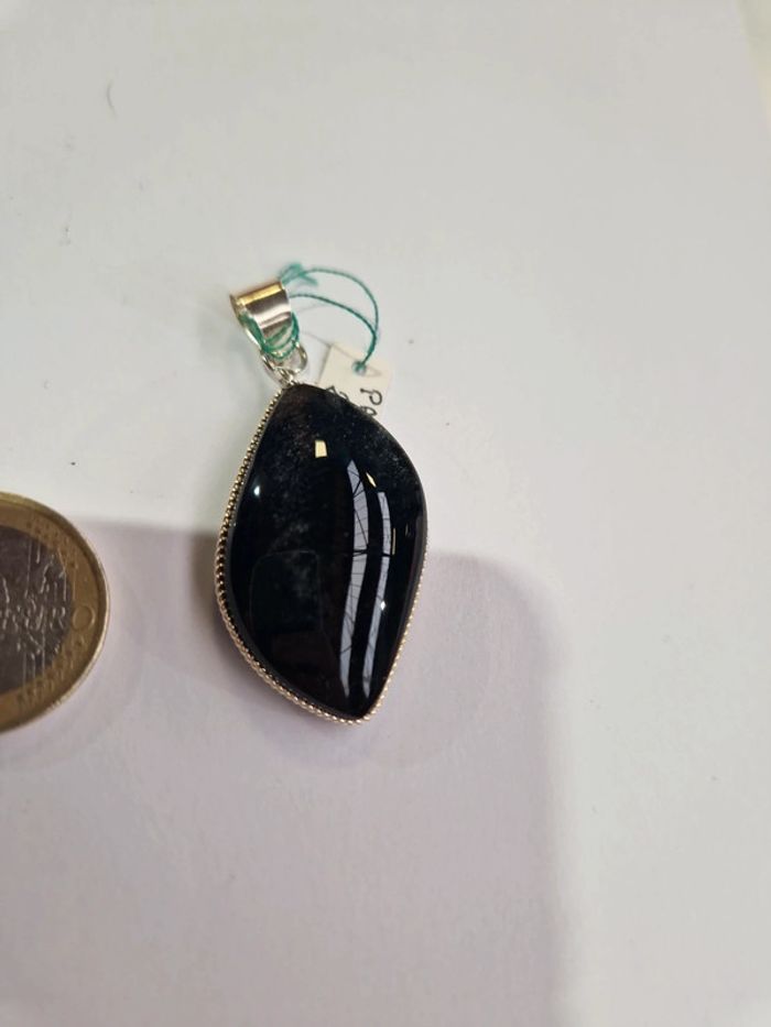 Pendentif obsidienne argentée Mexique - photo numéro 3