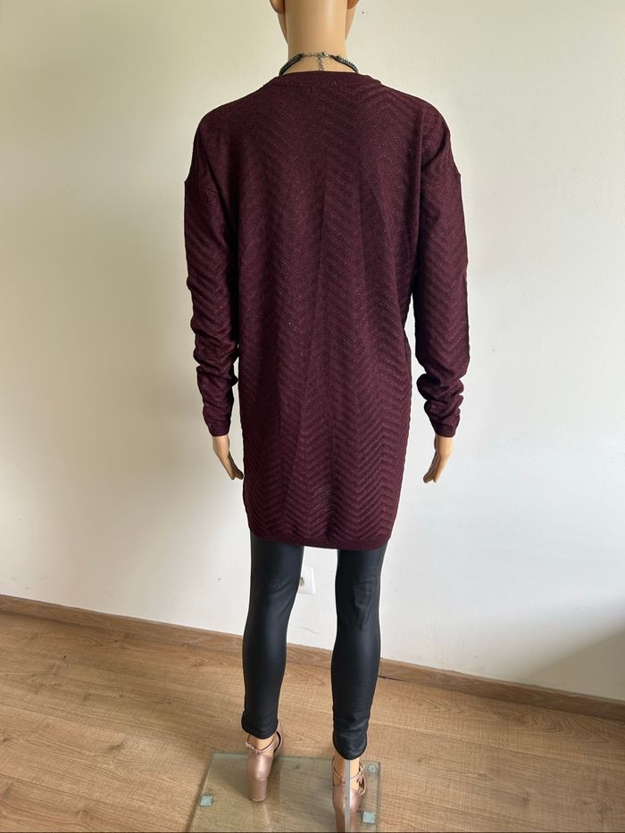 Cardigan bordeaux pailleté mi long Season taille S jamais porté - photo numéro 6