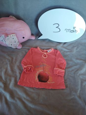 Tee shirt chemise manches longues Fille 3 mois Pomme Love Apple Kitchoun