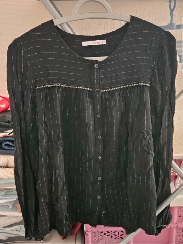 Chemise femme a rayures dorée M - photo numéro 2
