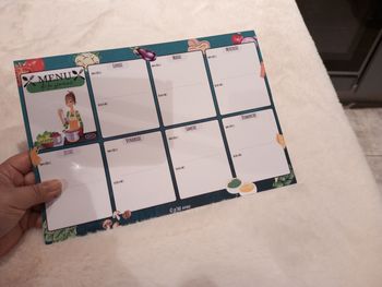 Fiche menu de la semaine magnétique 