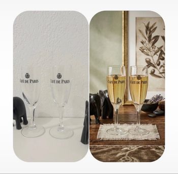 Paire De 2 Flûtes Vintage Café De Paris Pour Champagne Et Apéritif – Édition Brasserie Parisienne