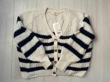 Gilet Sézane Basile écru marine T. S neuf