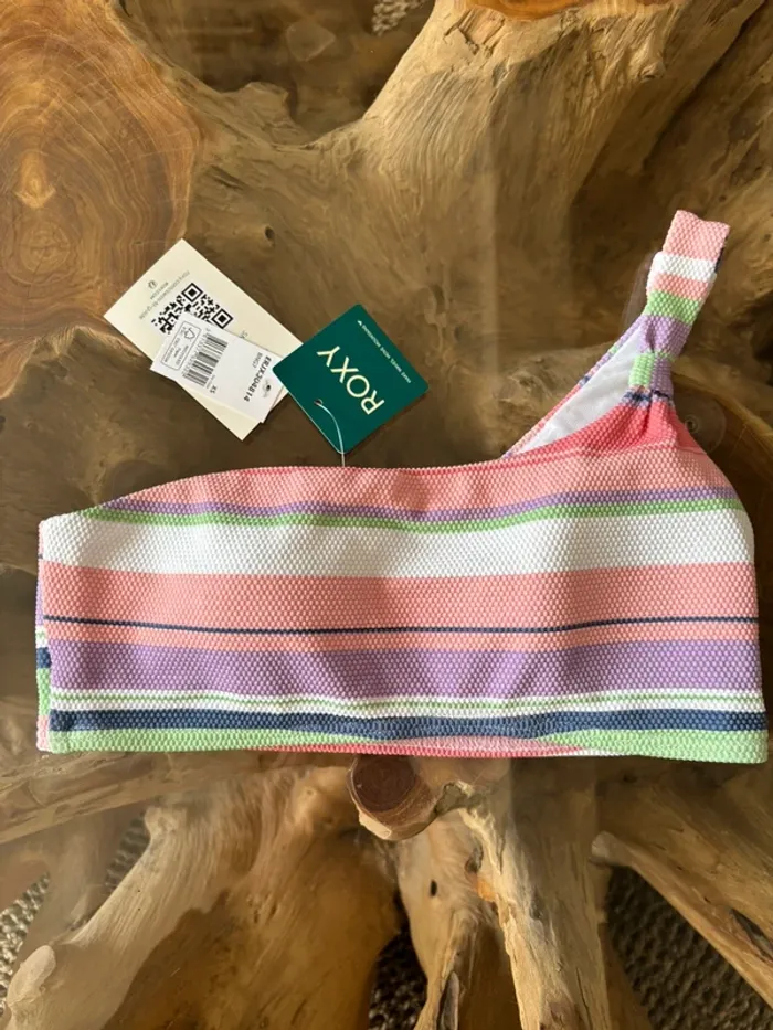 Haut de maillot de bain Roxy une bretelle rayures texture - photo numéro 3