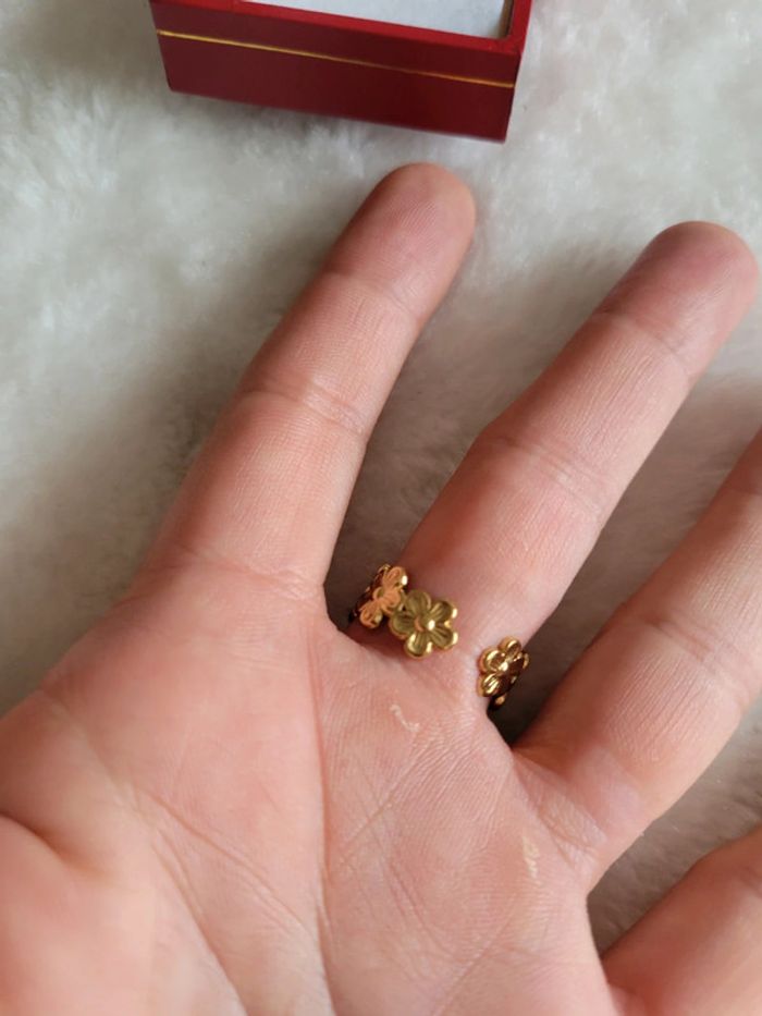 Bague fleurs 🌸 acier inoxydable gold - photo numéro 3