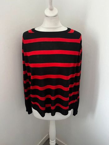 Pull marinière noir et rouge Zara M