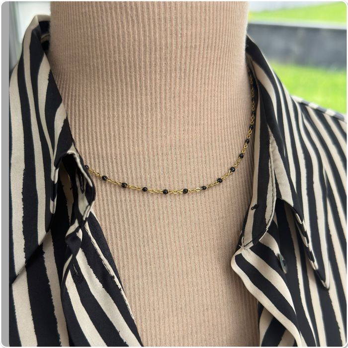 Collier perles résine email or acier - Ateliersdisa collection