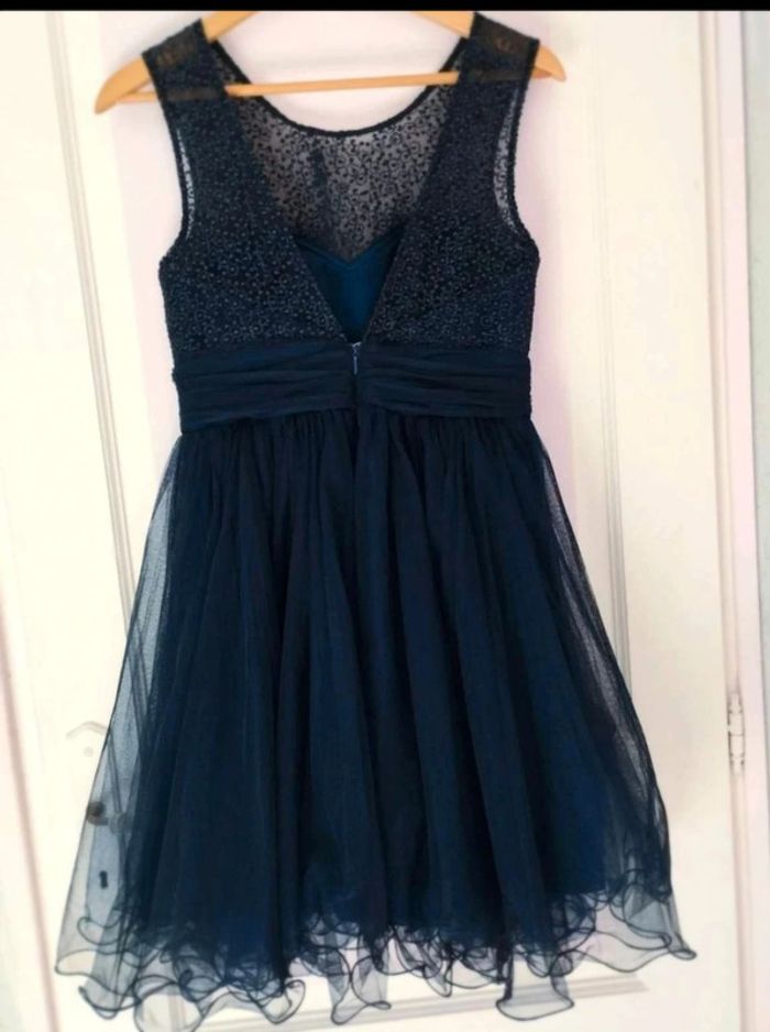 Robe  de  soirée  marine  strass  sequins  -  Ashwi  -  M  = S  actuel -  Comme  Neuve - photo numéro 9